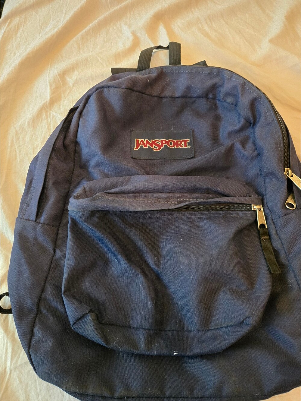 Jansport  Super Break Navy Blue Everyday Backpack. Worn out.